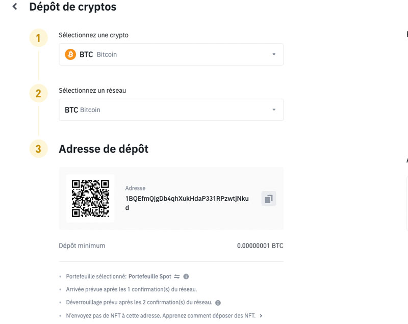 binance dépôt