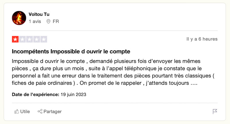 capture d’écran avis negatifs fortuneo