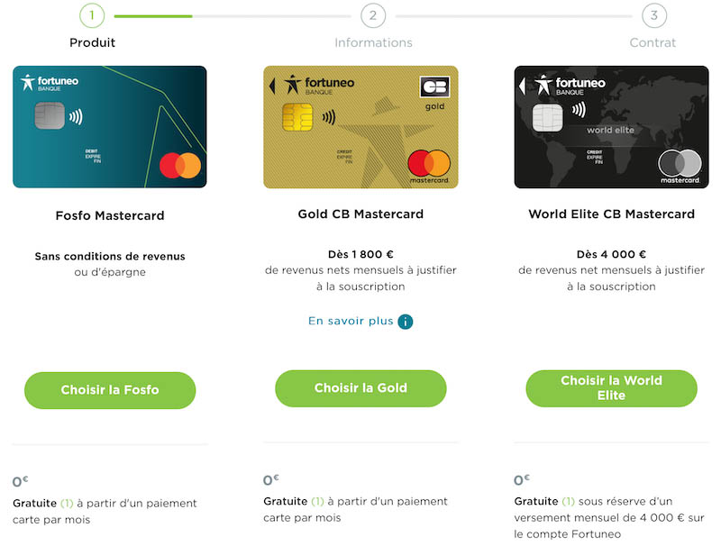 capture d’écran carte bancaire fortuneo
