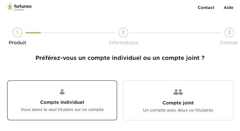 capture d’écran compte fortuneo