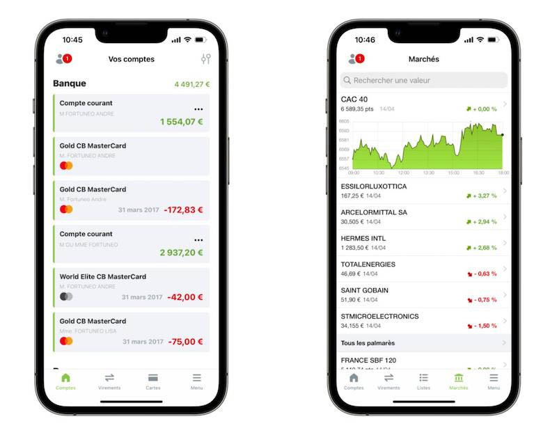 capture d’écran mobile application fortuneo