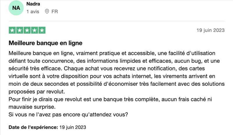 capture d’écran trustpilot avis revolut