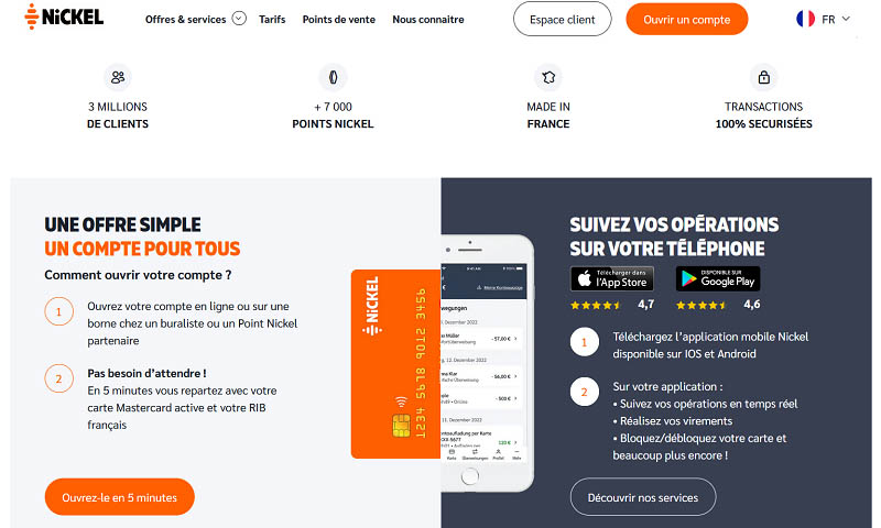 capture d’écran interface web nickel