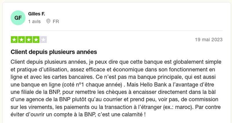 capture d’écran positif avis hello bank