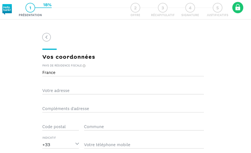capture d’écran vos coordonnées hello bank