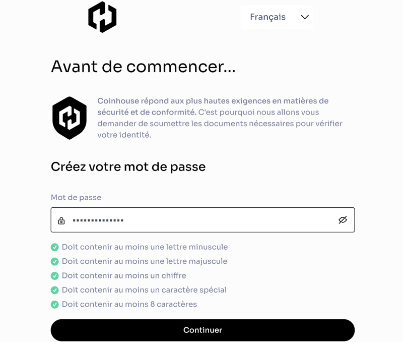 coinhouse mot de passe