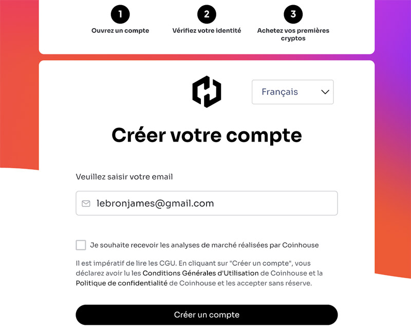 creer compte coinhouse