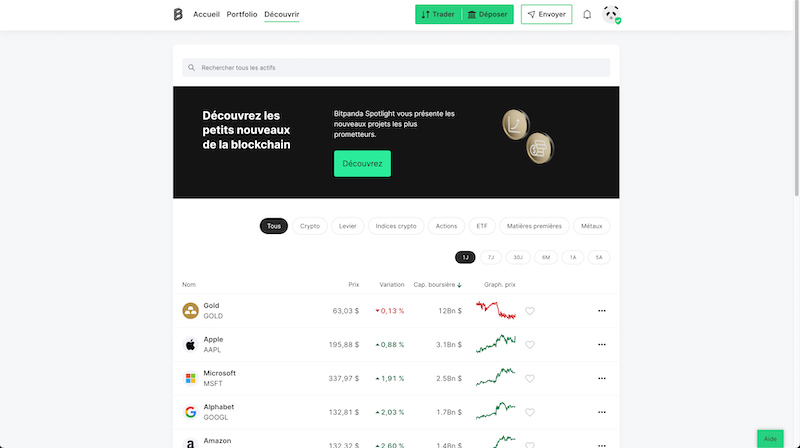capture d’écran blockchain bitpanda