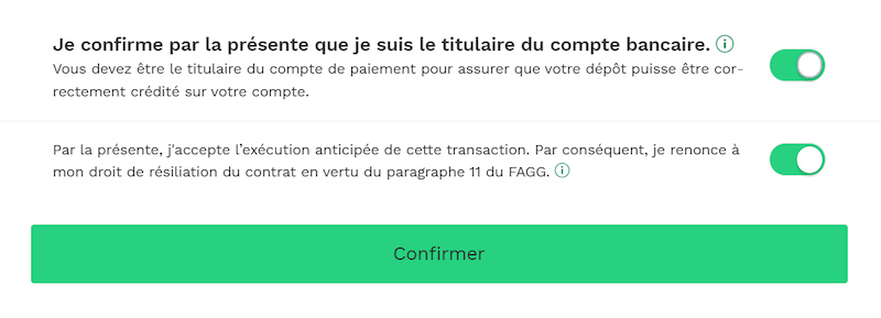 capture d’écran confirmer bitpanda