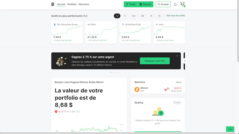 capture d’écran l'interface bitpanda