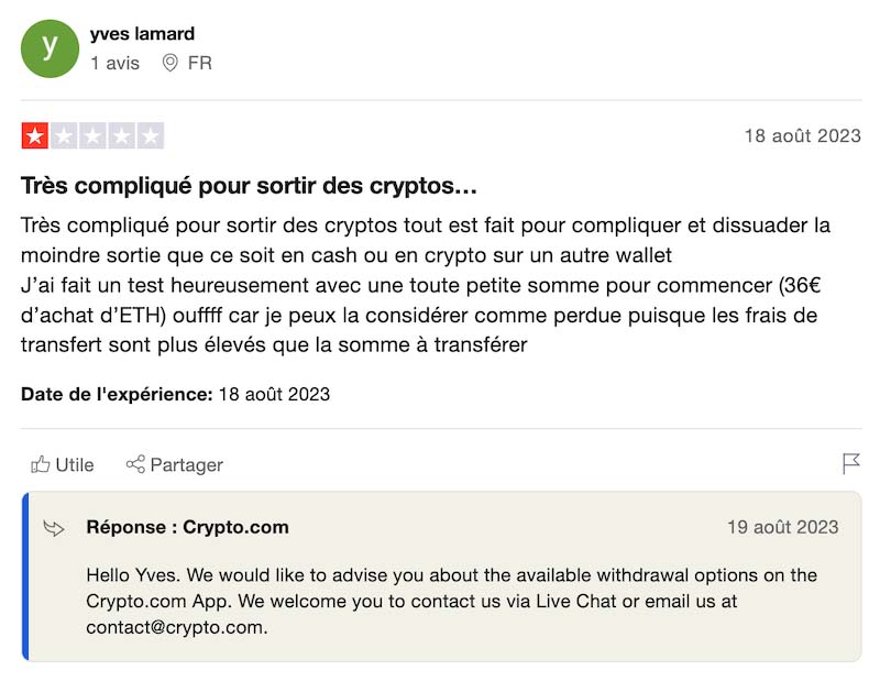 capture d’écran avis crypto com
