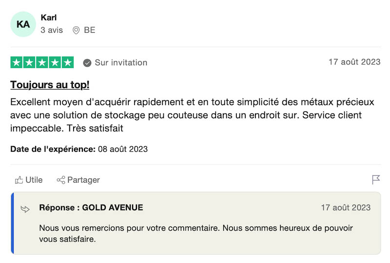 capture d’écran avis gold avenue