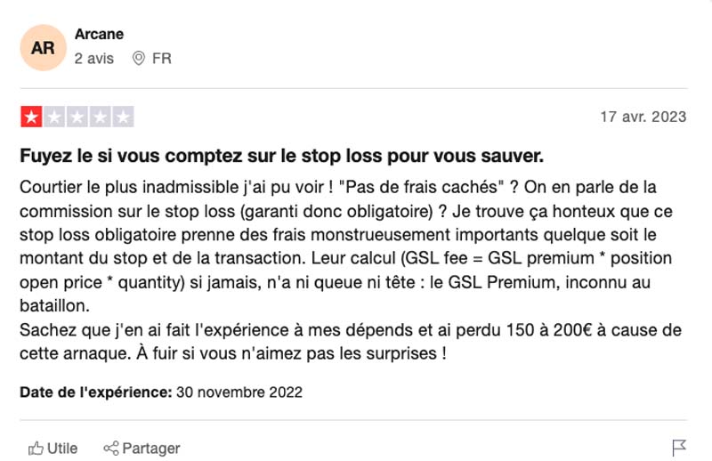 capture d’écran avis negatif capital com