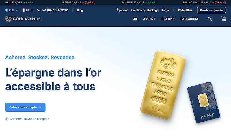 capture d’écran l'interface gold avenue