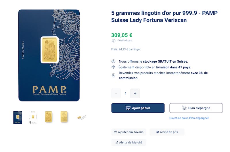 capture d’écran métaux précieux gold avenue