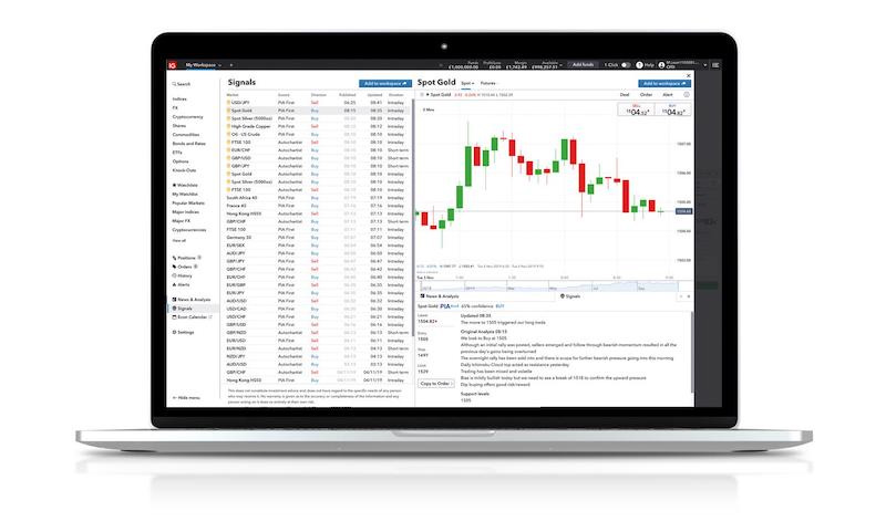 capture d’écran l'interface ig market