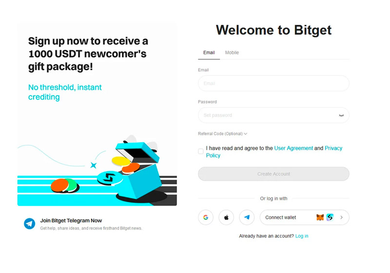 Comment ouvrir un compte chez Bitget