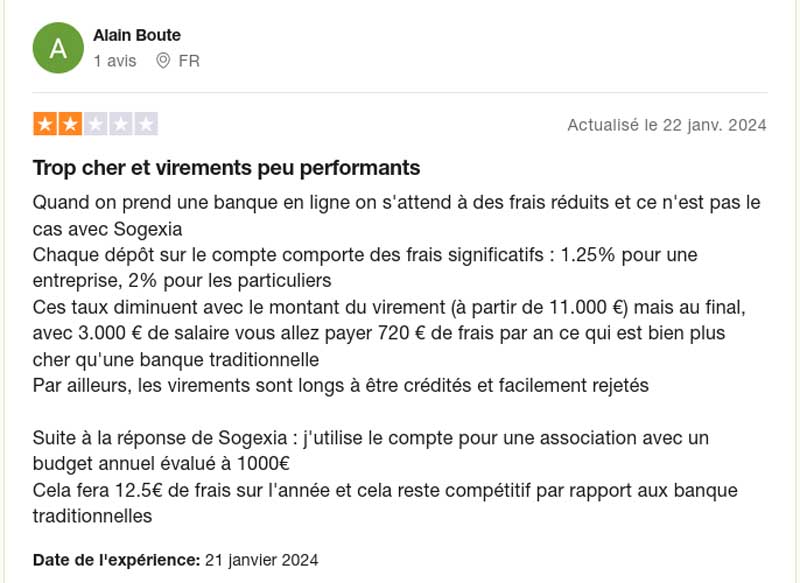 Les avis des clients sur Sogexia frais gigantesques