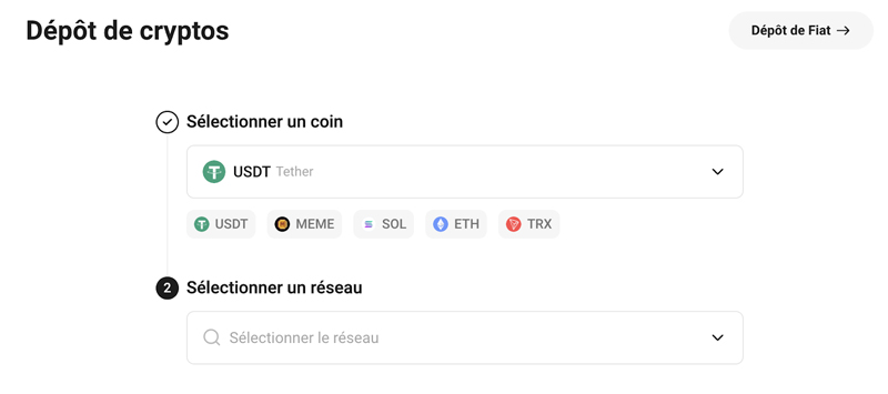 En faisant un dépôt Kucoin