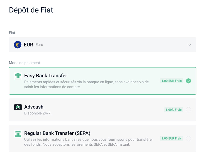 Dépôt en Fiat Kucoin