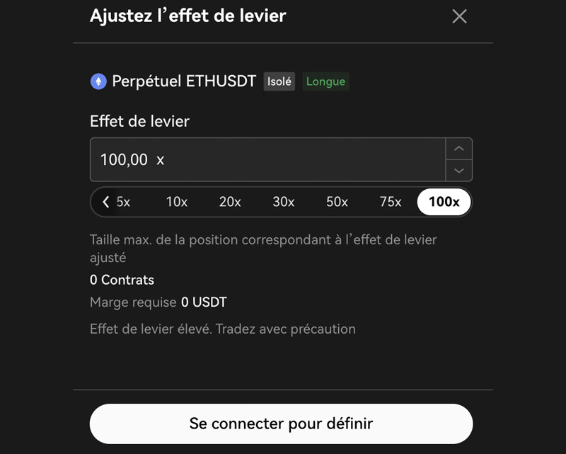 OKX le levier maximum est de x100 avis OKX