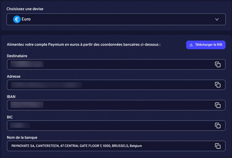 Transfert Interne avis paymium