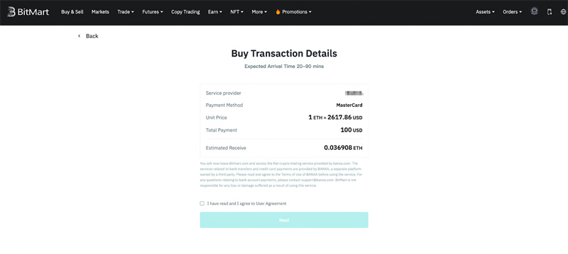 frais service bitmart