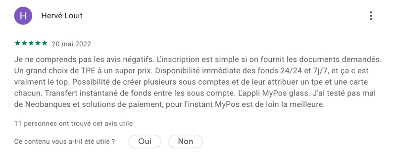 myPOS avis clients positif