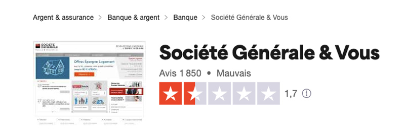 avis des clients sur la Société Générale
