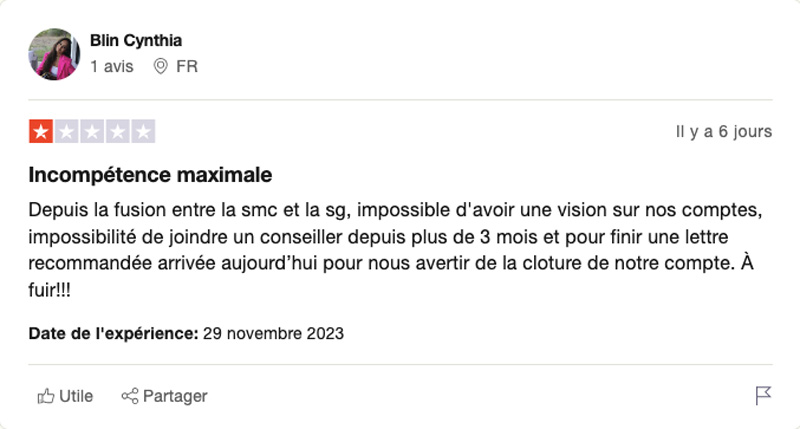 utilisateurs sur la Société Générale