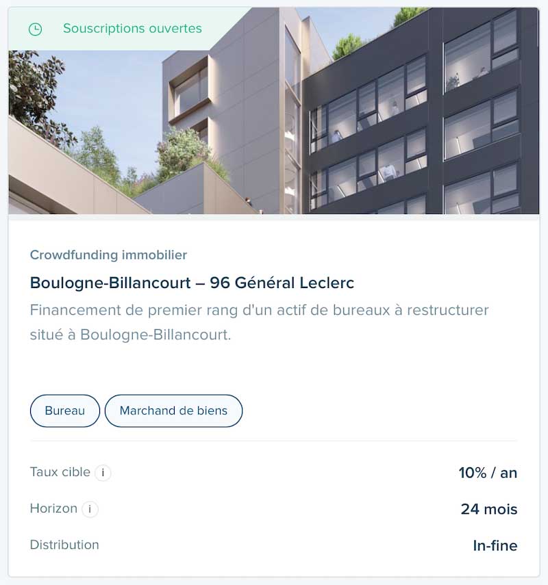 Exemple d'un projet de crowdfunding immobilier chez Anaxago