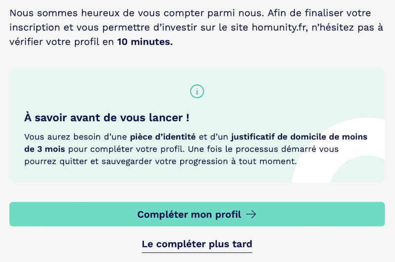 valider votre compte homunity