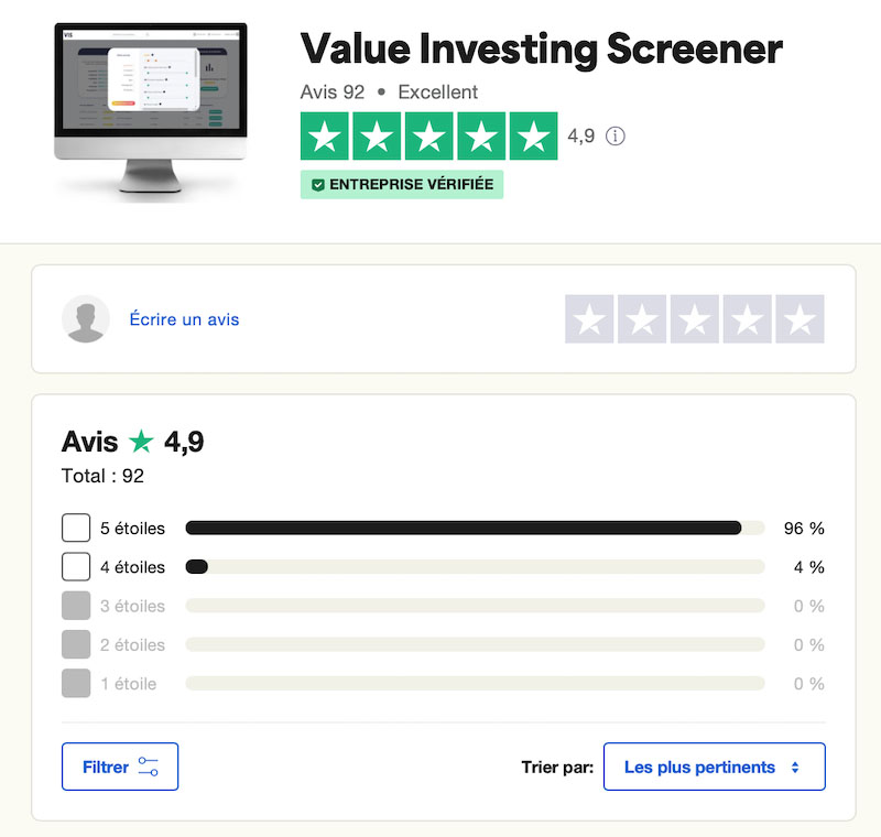 Excellente notation de VIS sur Trustpilot