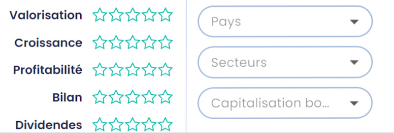 Filtrage des sociétés par “notes”