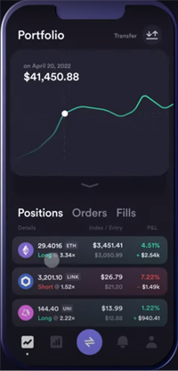 l'application mobile DYDX