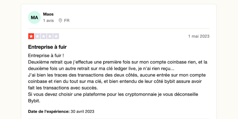 L'avis des clients de Bybit
