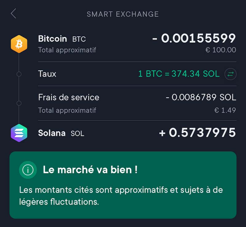 La conversion de cryptos swissborg