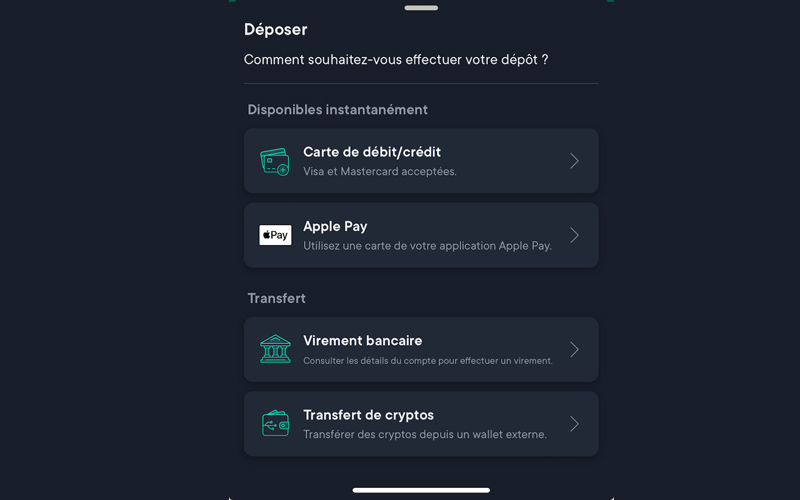 effectuer un dépôt sur Swissborg
