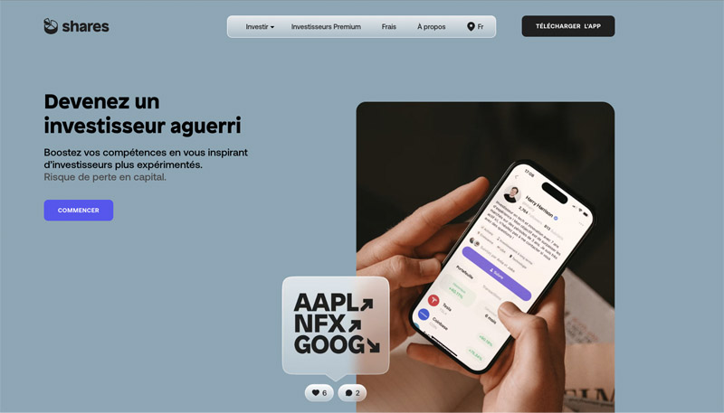 L’interface de Shares