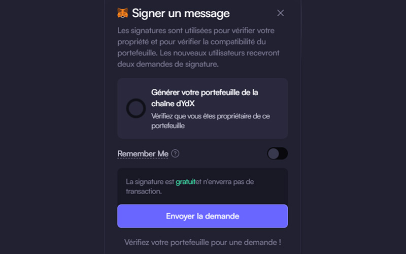 ouvrir un compte chez DYDX