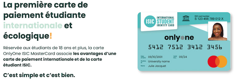 La carte de paiement étudiante OnlyOne ISIC