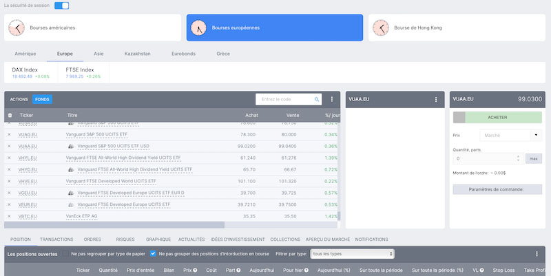 Version bureau de la plateforme Freedom24