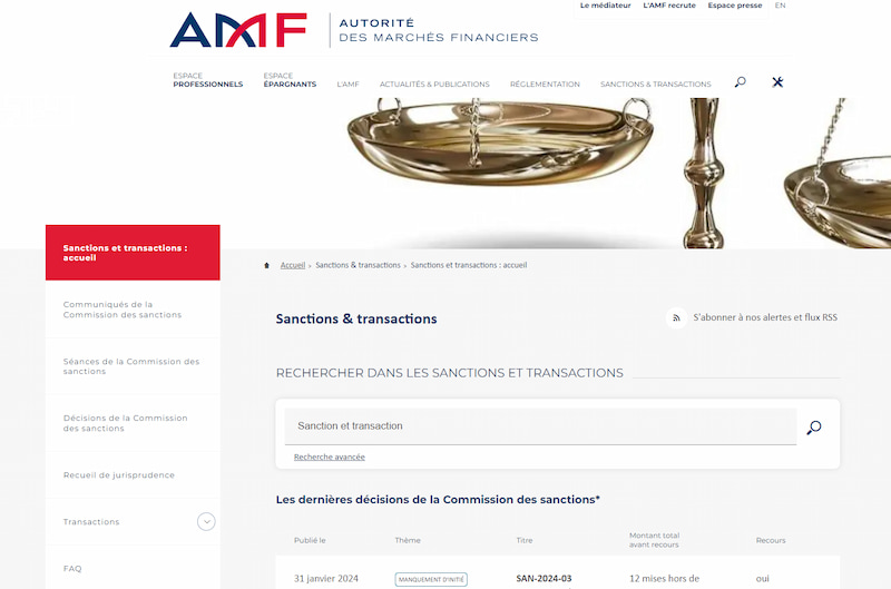 Sanctions de l'AMF