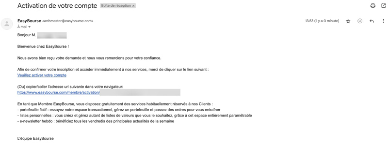 s’inscrire sur EasyBourse en France