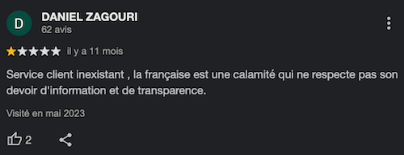 Avis négatif Moniwan