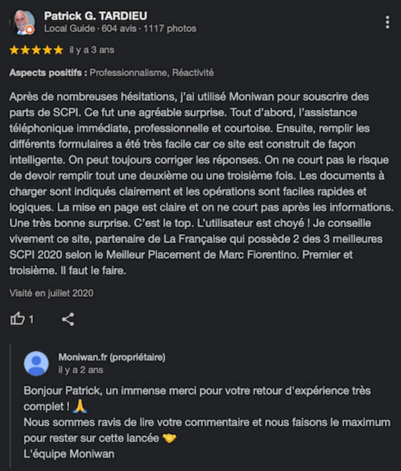 Avis positif Moniwan