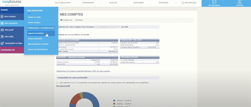 dépôts par virement EasyBourse