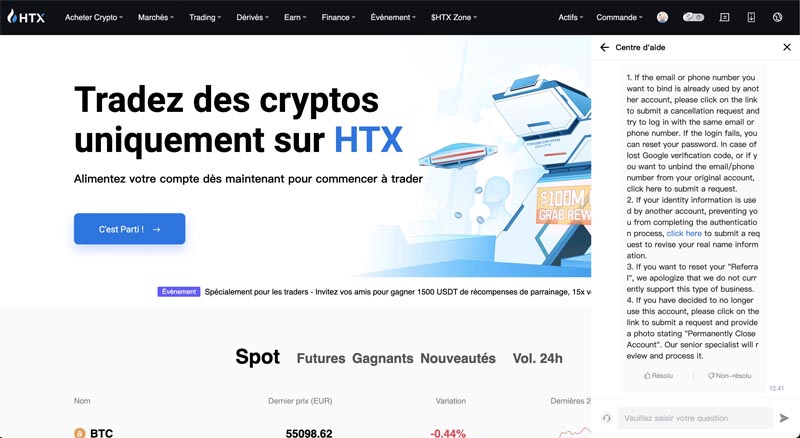 clôturer un compte chez HTX