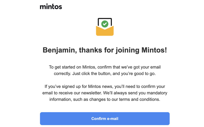 confirmer adresse e-mail Mintos