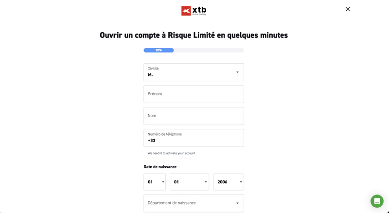 Renseignez un mot de passe sécurisé XTB